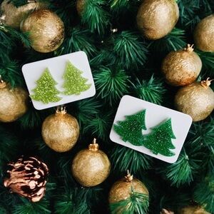 Christmas Tree Earrings Earrings Handmade Earrings Pine Tree Holiday Ear…
